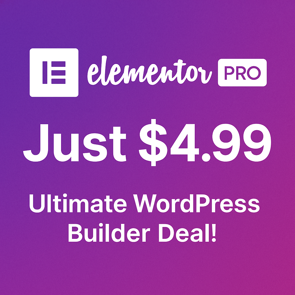 Elementor Pro Just $4.99 – Ultimate WordPress Builder Deal! - If you're looking to take your WordPress website design to the next level, Elementor Pro is a game-changer.