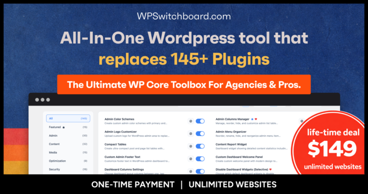 WP Switchboard Pro at low price 9.99$ - WordPress Performance & Optimization Plugin