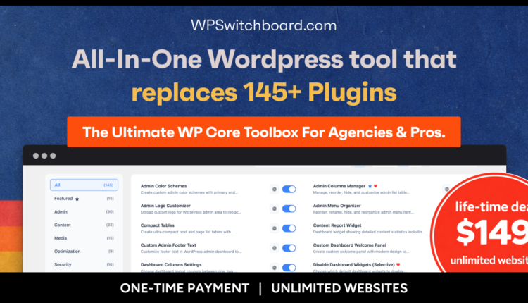 WP Switchboard Pro at low price 9.99$ - WordPress Performance & Optimization Plugin